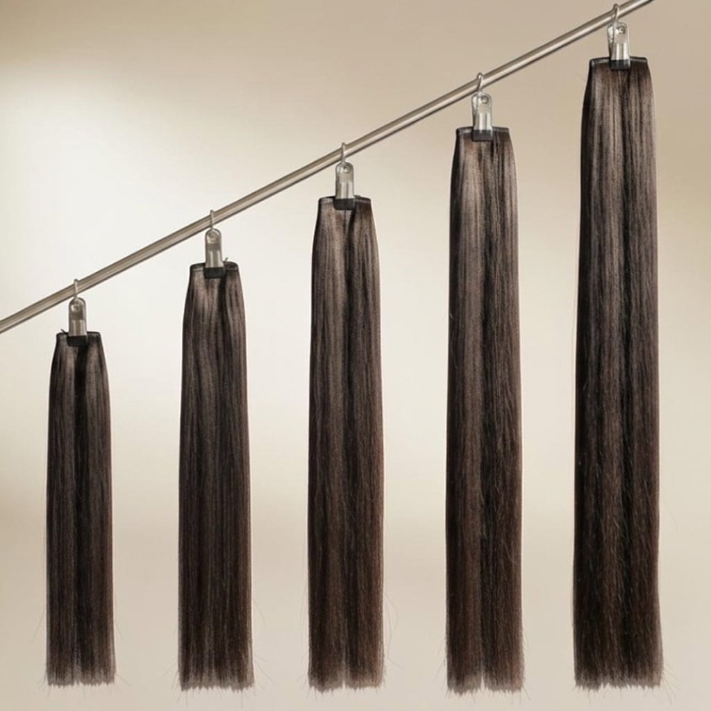 Frame & Thread 26-inch and 28-inch micro weft hair extensions