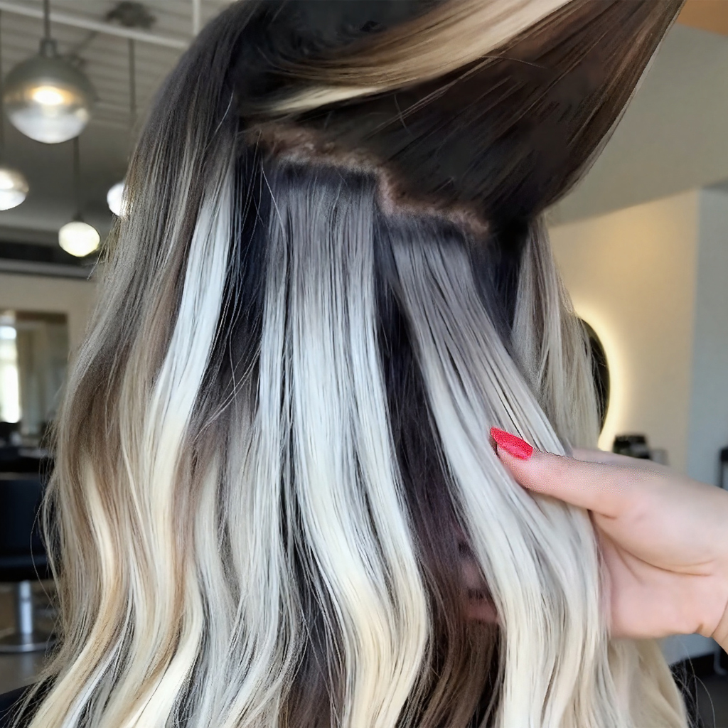 Frame & Thread Seamless Tabs — hidden tape-in Slavic hair extensions